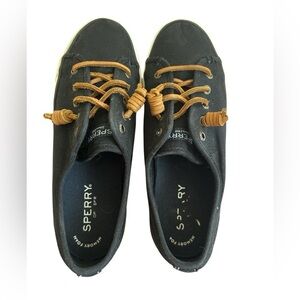 SPERRY Sneakers Seacoast Top-Sider Canvas Womens size 7 Fashion Boat Shoes Black